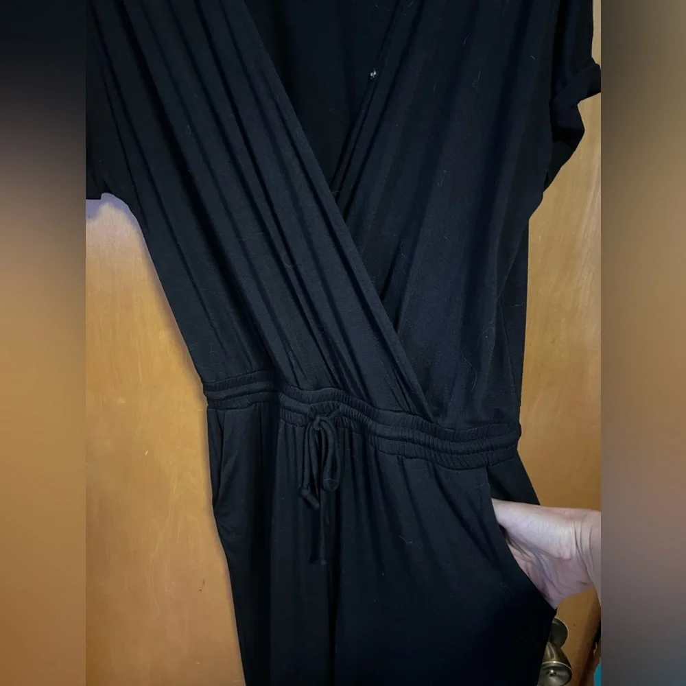 ❤️Chelsea 28 Black Jumpsuit with pockets elastic tie waist straight leg Size MP - Picture 5 of 9